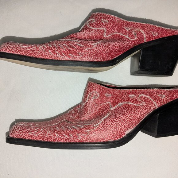 MIA Western mule shoes Red soft leather size 7.5M Slip On - Picture 1 of 4